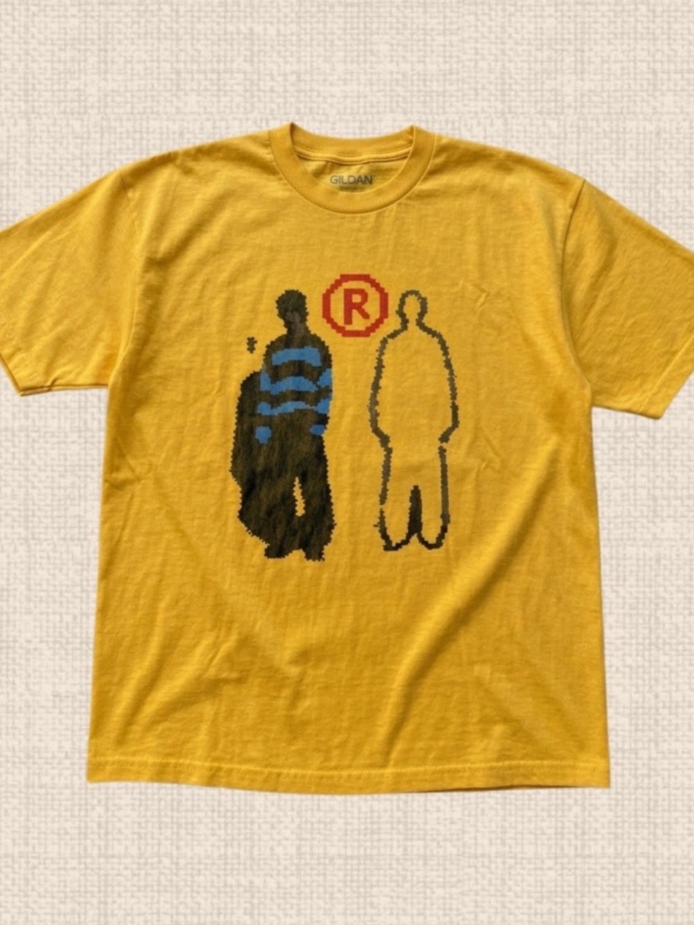 Mustard Short-Sleeve Tee with Silhouette Graphic
